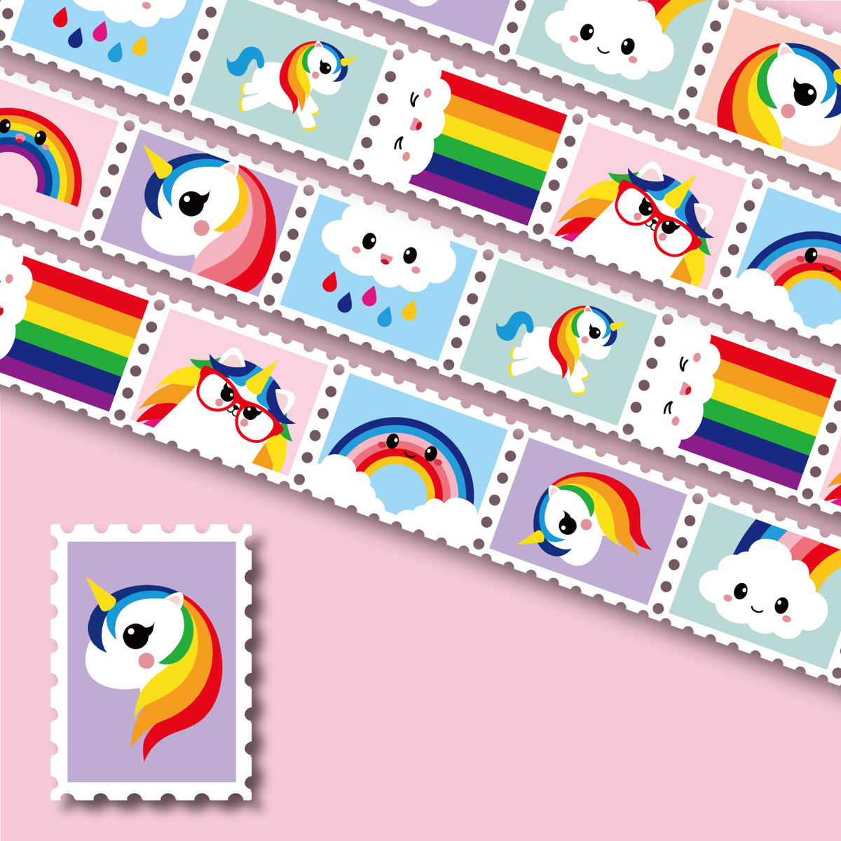 Washi Tape Briefmarken Regenbogen #farbe_Regenbogen