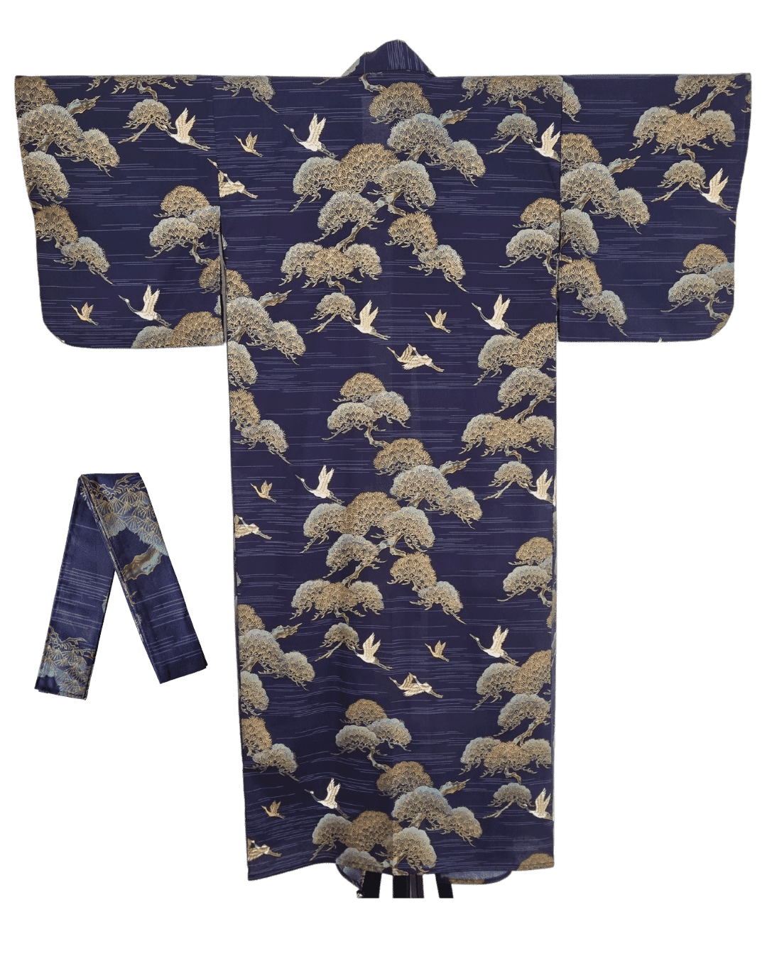 Yukata Damen Kranich blau inkl. Obi
