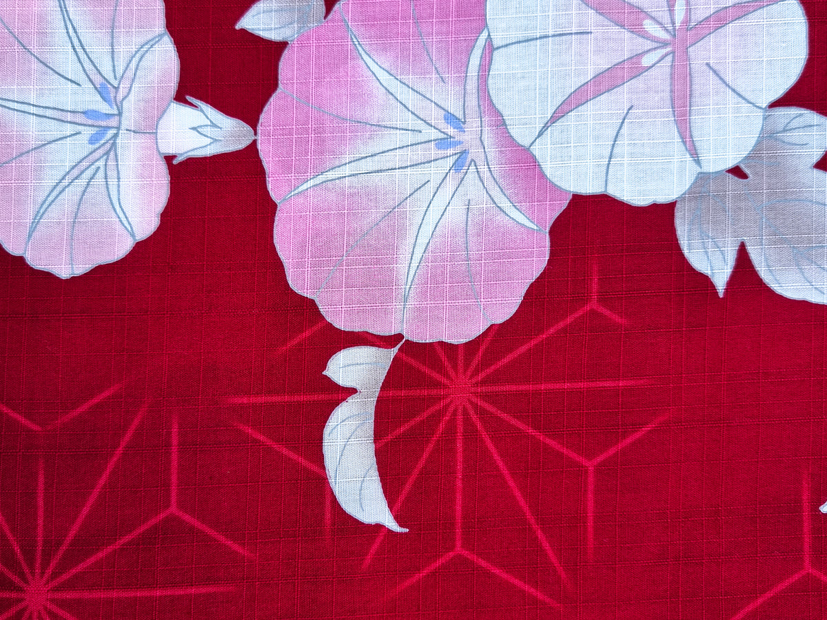 Yukata Damen rot mit Prunkwinden inkl. Obi