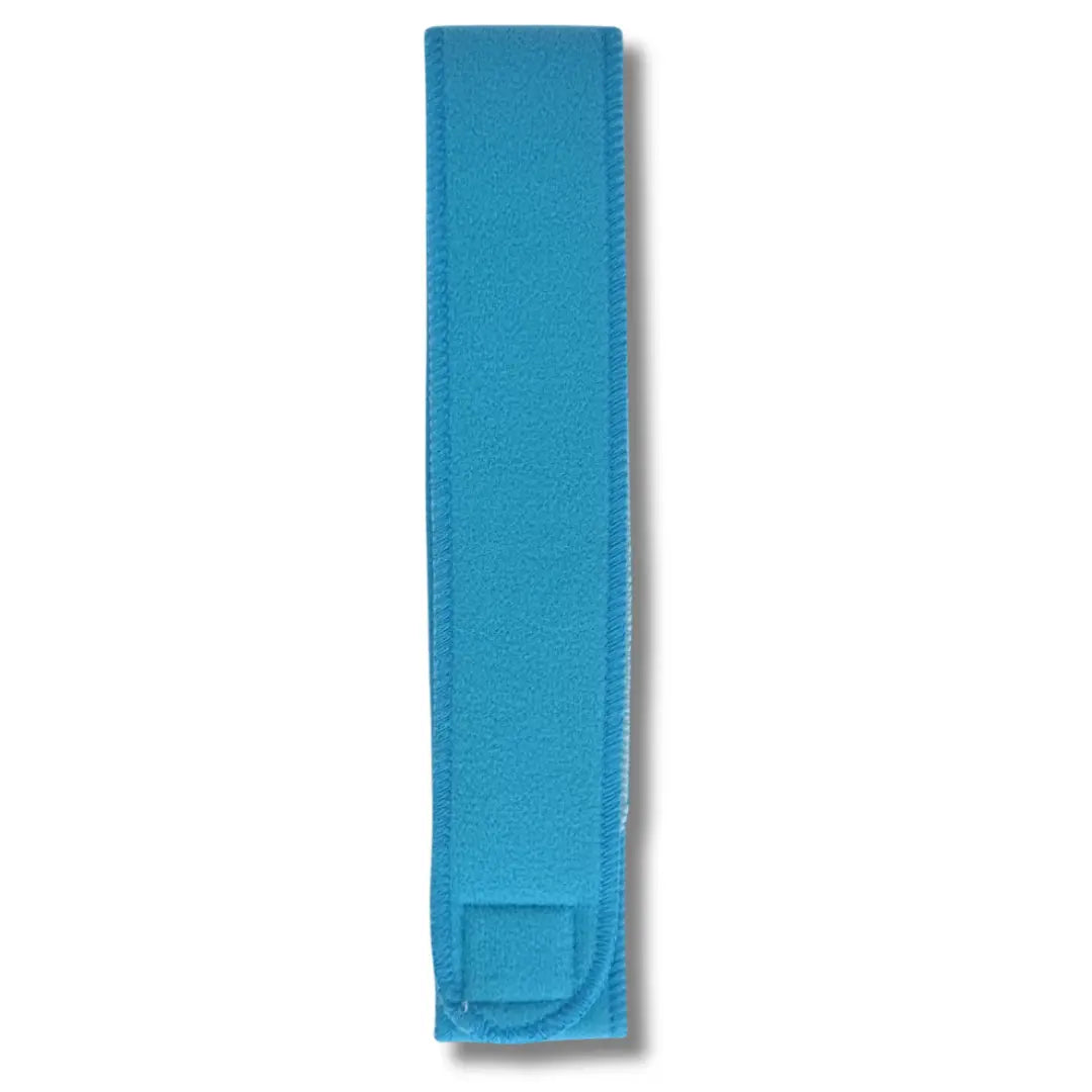 Vorderseite des blauen Datejime Magic Belt mit weicher Oberfläche und vernähten Kanten
