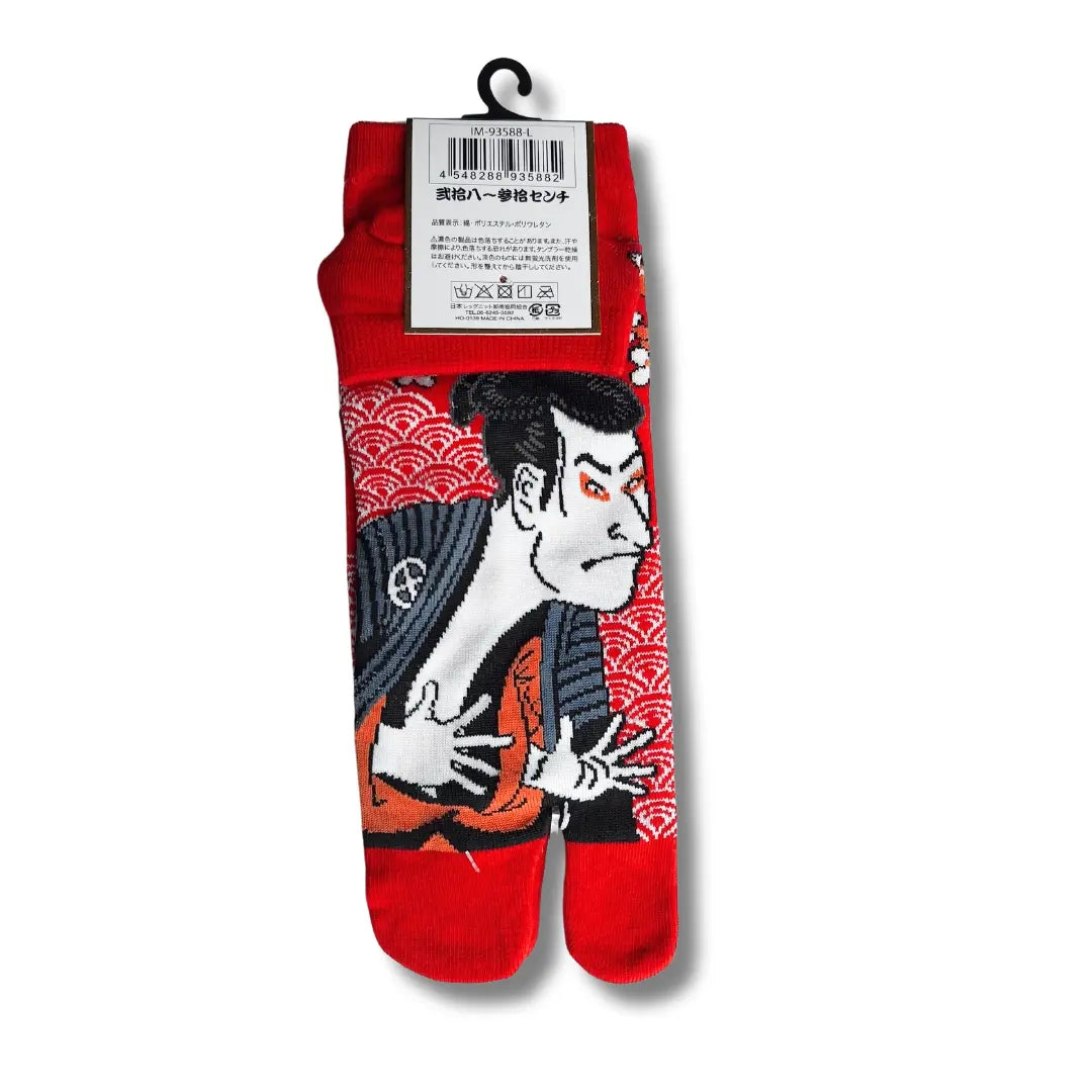 Kurze Tabi Zehensocken mit dem Motiv Goemon in der Größe 43 bis 46 in Rot #farbe_Rot