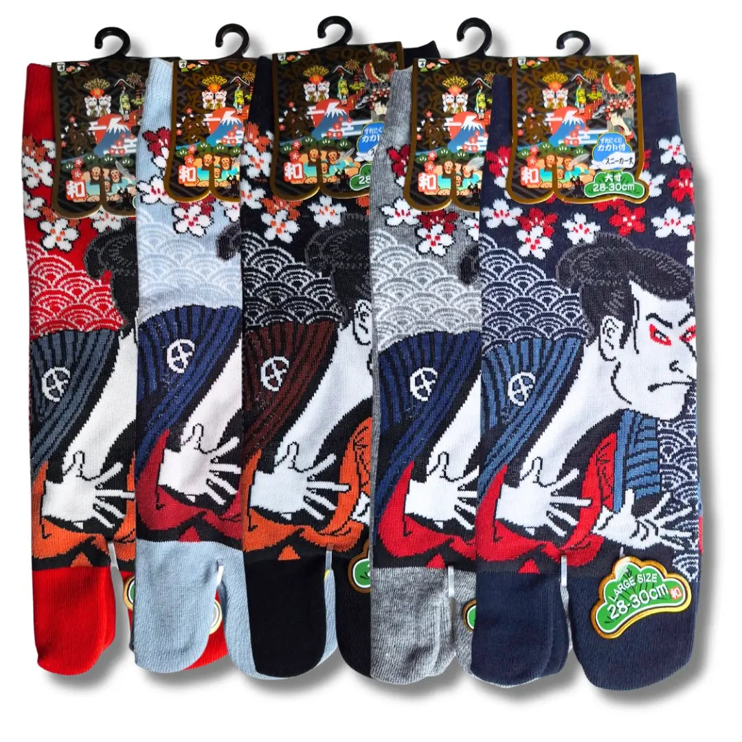 5 Paar Tabi Zehensocken in 5 verschiedenen Farben mit dem Motiv Goemon in der Größe 43 bis 46