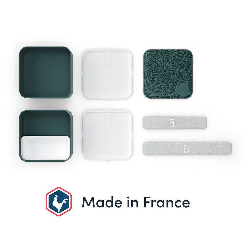 monbento Square Bento Box Jungle geöffnet #farbe_Dschungel