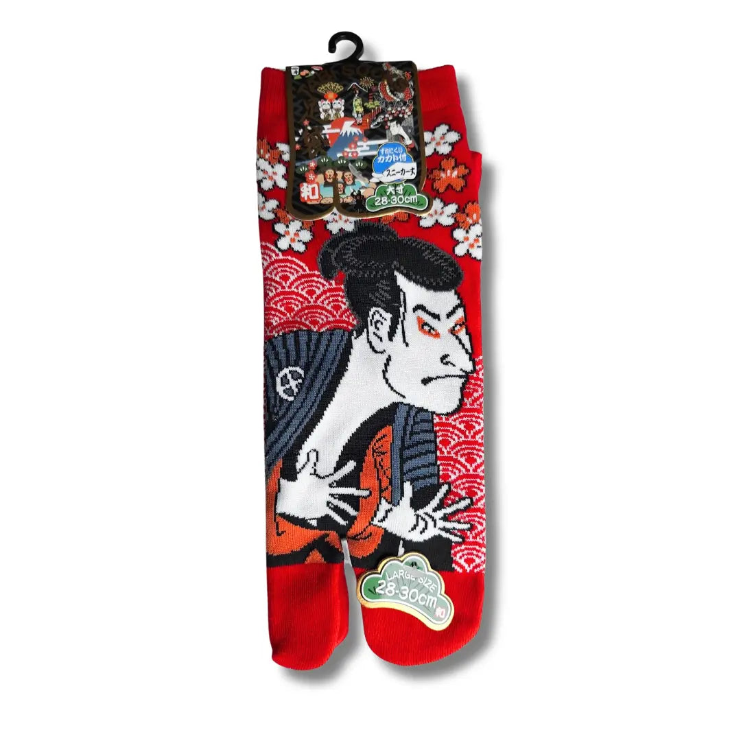 Rote Kurze Tabi Zehensocken mit dem Motiv Goemon in der Größe 43 bis 46 #farbe_Rot