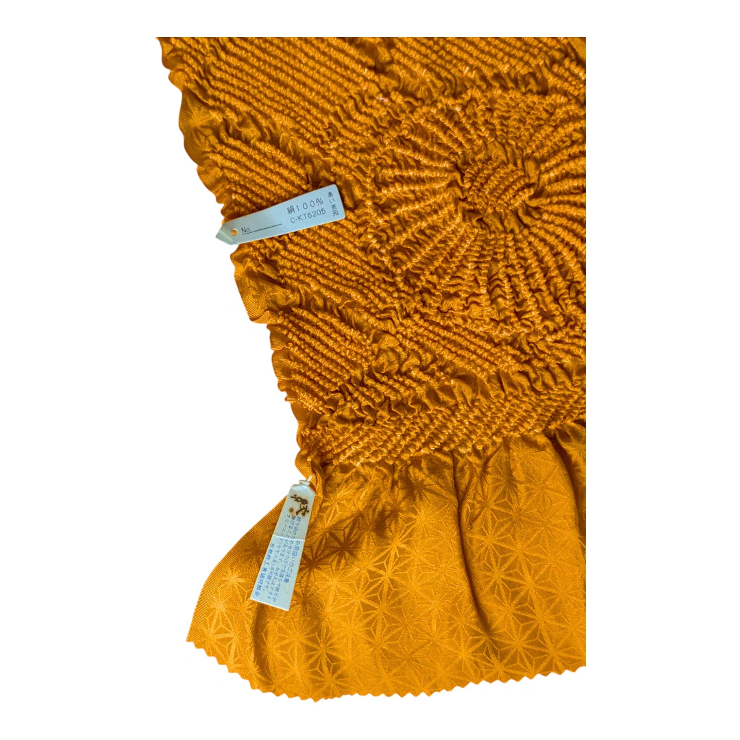 Vintage Obiage Orange-Gelb Shibori Seide Asanoha