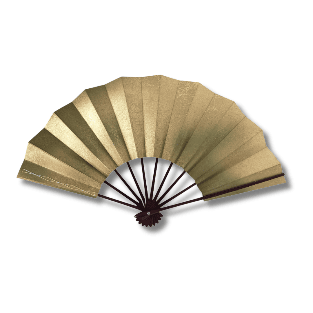 Vintage Mai-Ougi japanischer Handfächer Tanzfächer Goldoptik