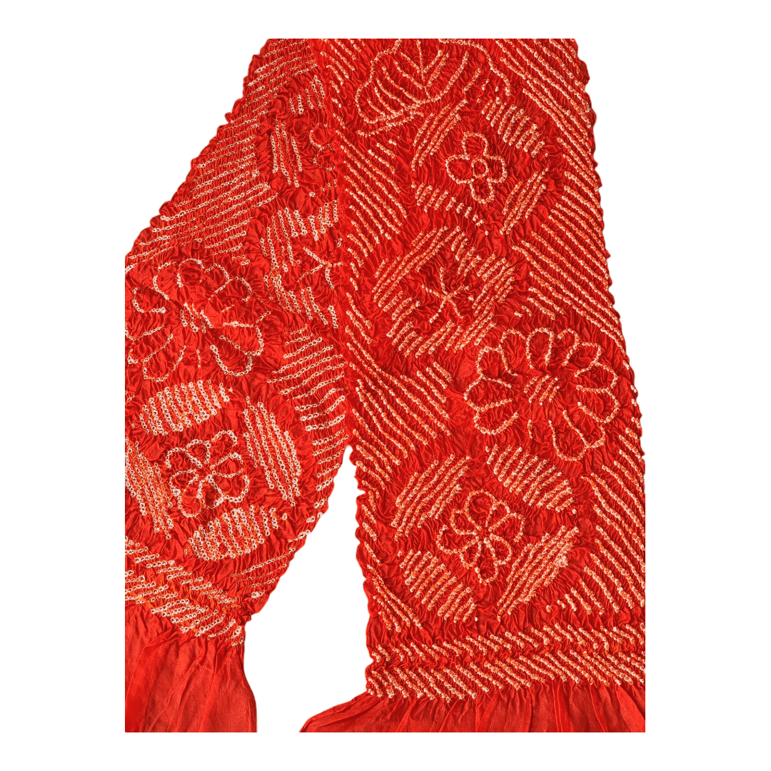Vintage Obiage Rot Shibori Seide Blüten
