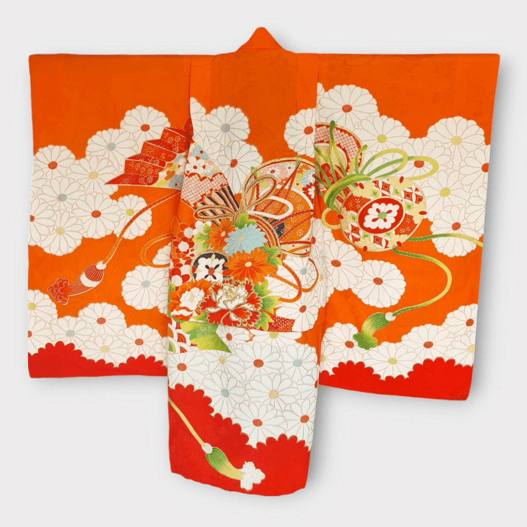 Vintage Furisode Kimono Kinder Trommel Gr. 86 / 116
