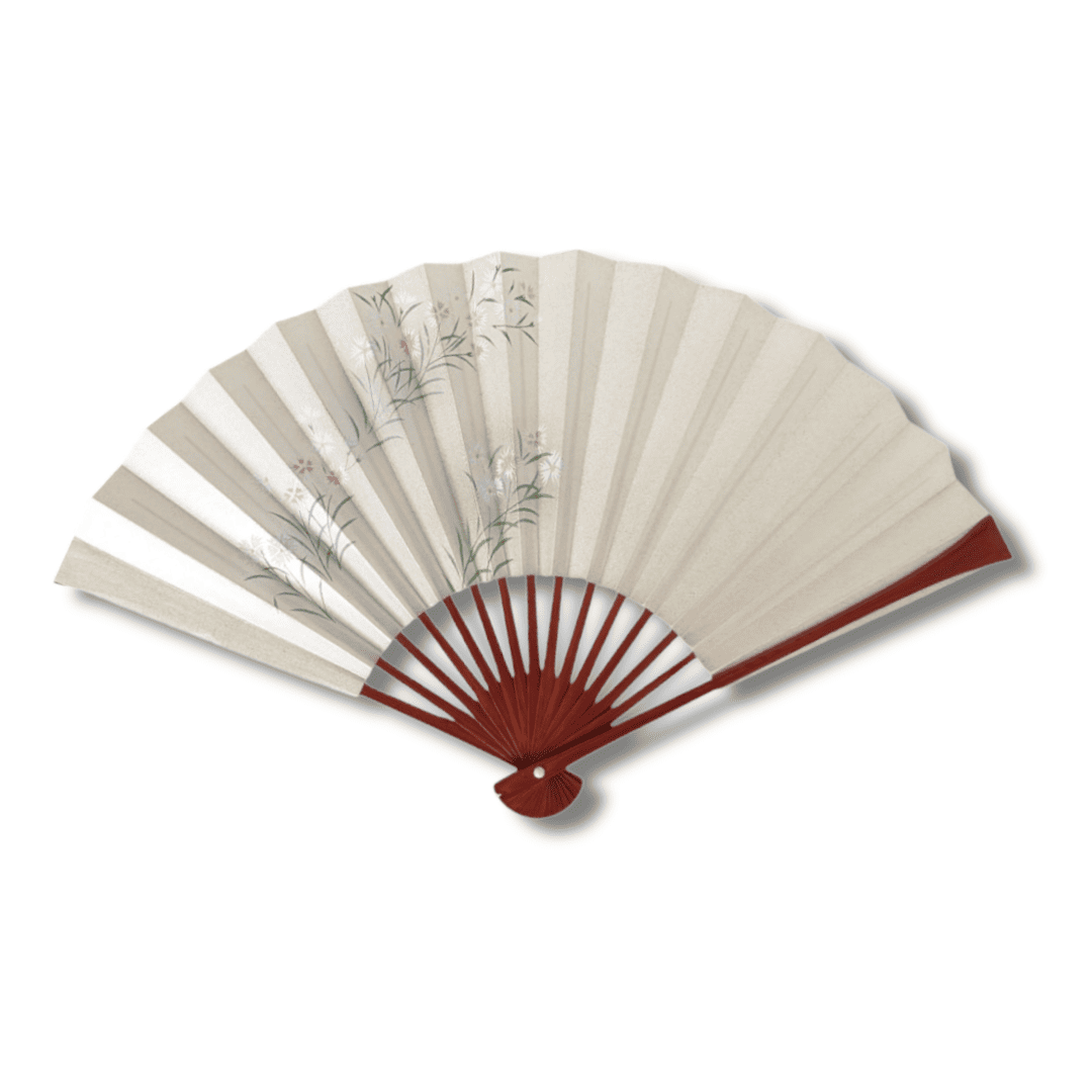 Vintage japanischer Sensu Handfächer Wildblumen
