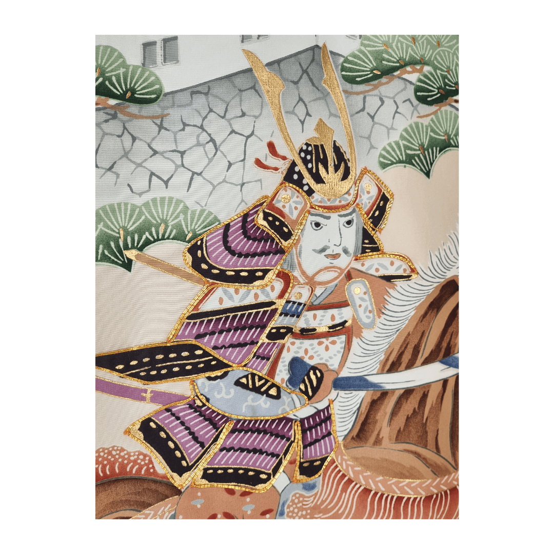 Vintage Furisode Kimono Kinder Set Samurai 116 und 122