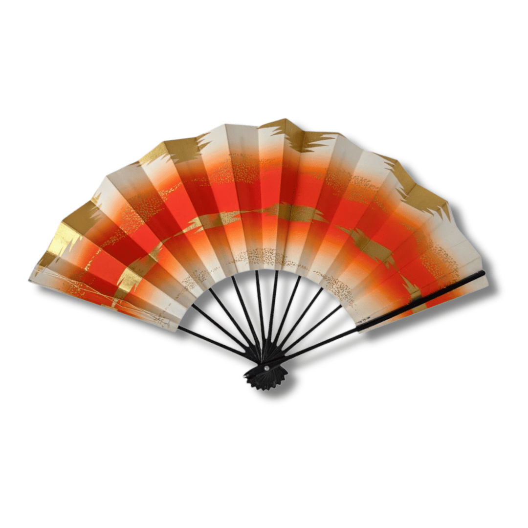 Vintage Mai-Ougi japanischer Handfächer Tanzfächer Rot Gold