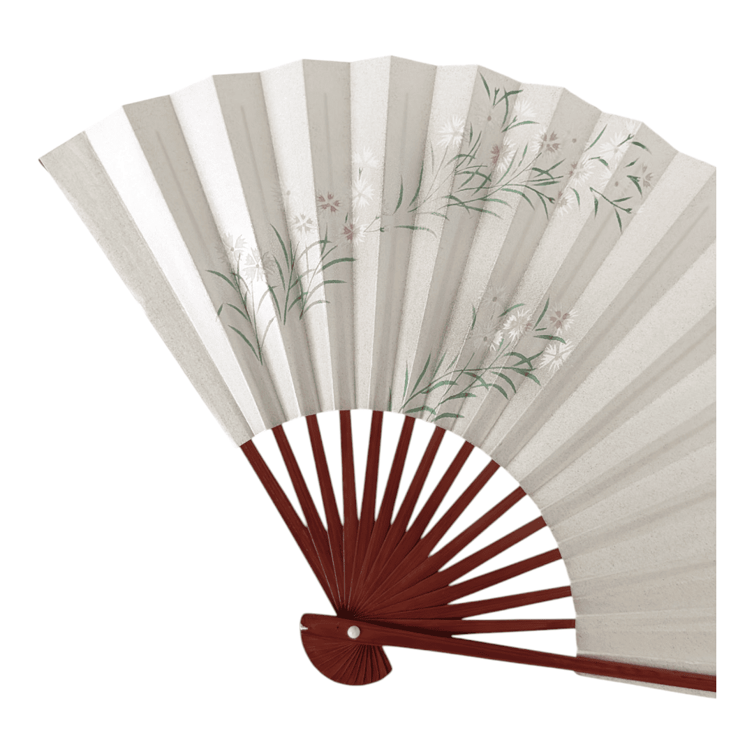 Vintage japanischer Sensu Handfächer Wildblumen
