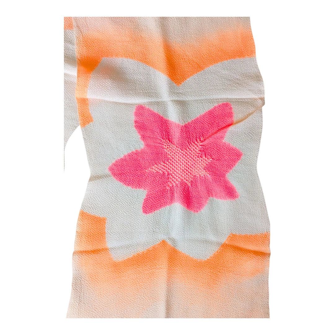Vintage Obiage aus Seide mit Shibori Neonfarbe