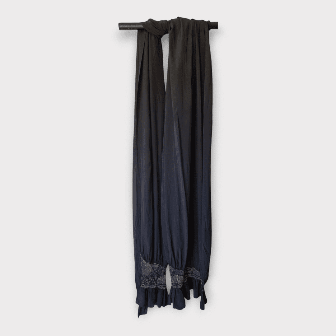 Vintage Heko Obi schwarz-blau Seigaiha