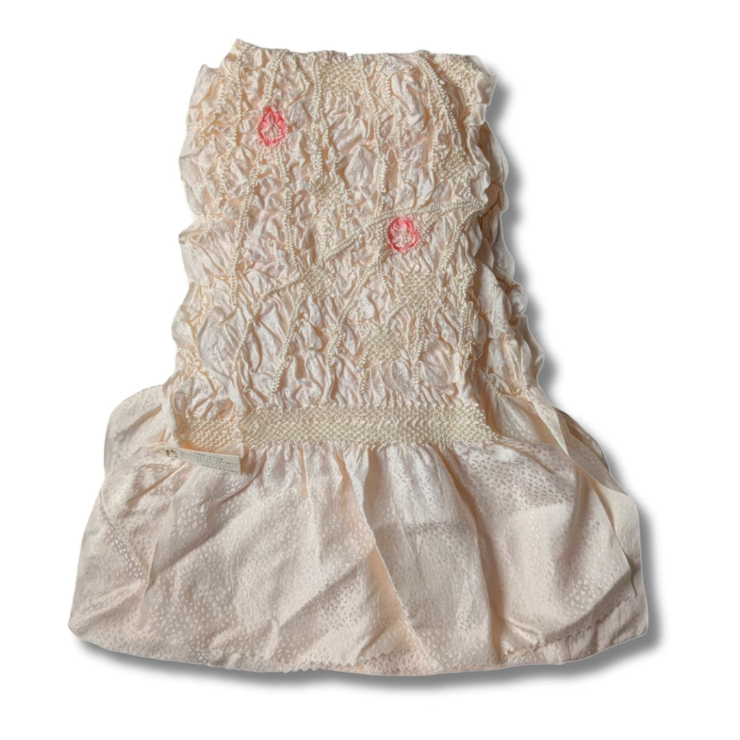 Obiage aus Seide in Cremeweiß Shibori ungetragen