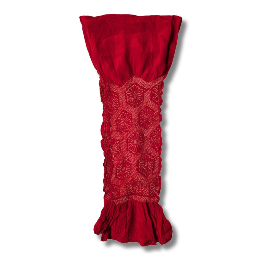 Vintage Obiage Shibori Rot Chrysanthemen