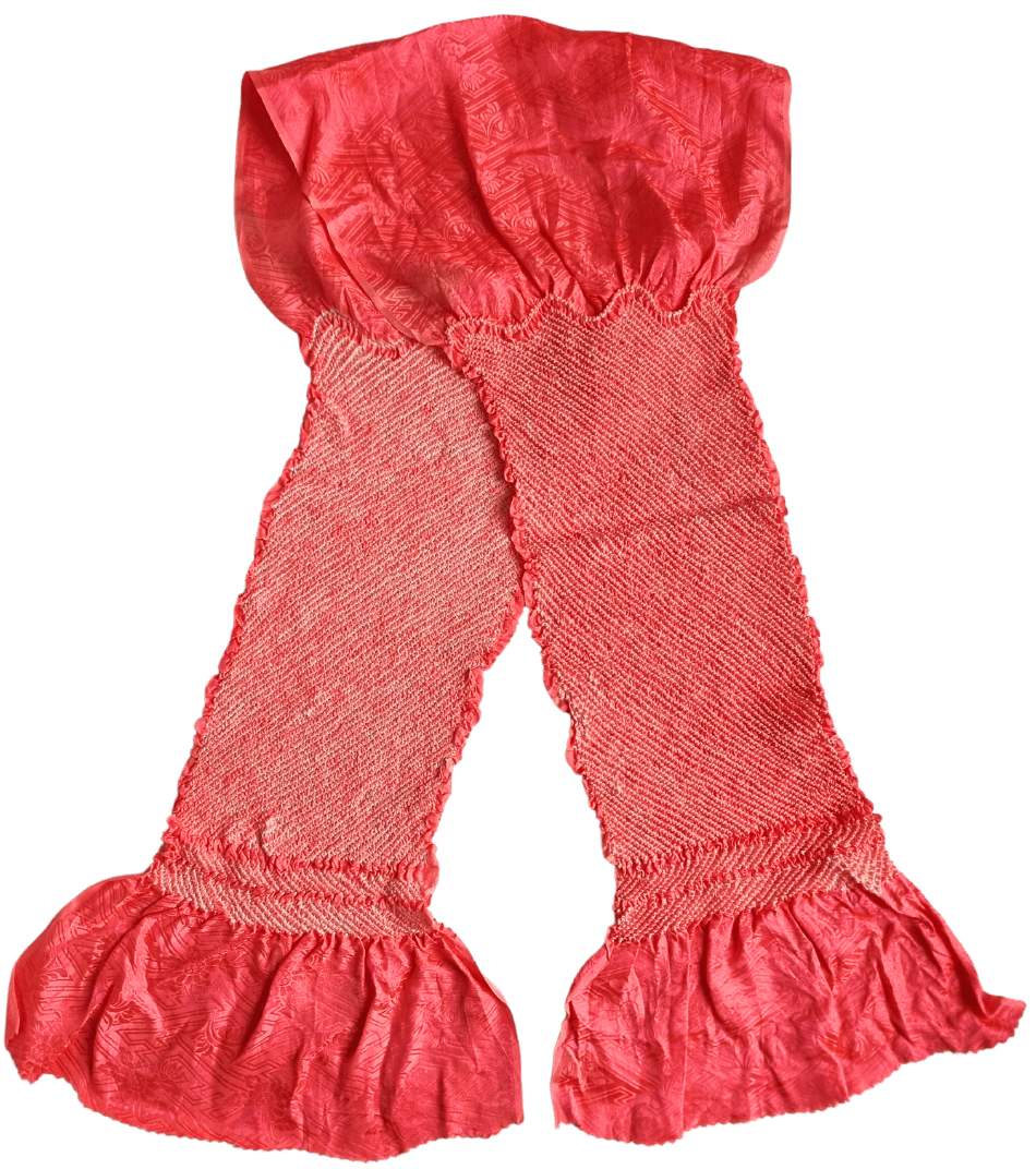 Vintage Obiage Shibori Seide Neon-Lachsrosa