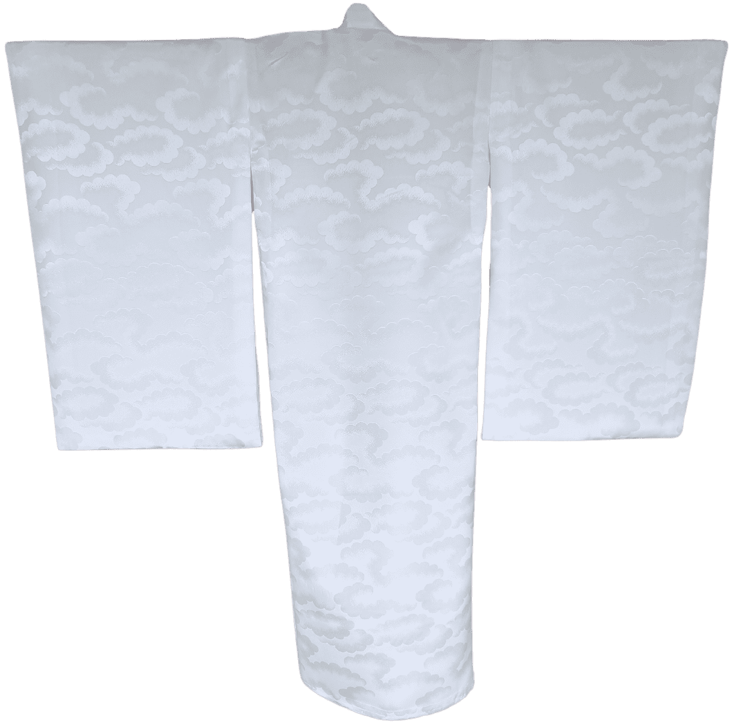 Vintage Kinder Kimono Juban Weiß Wolken Gr. 116 / 122