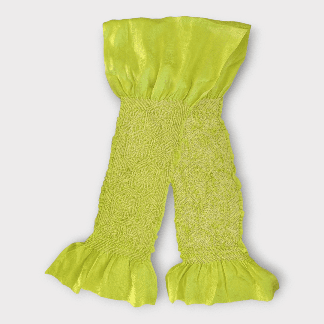 Vintage Obiage Limette Shibori Seide Schildkrötenpanzer 