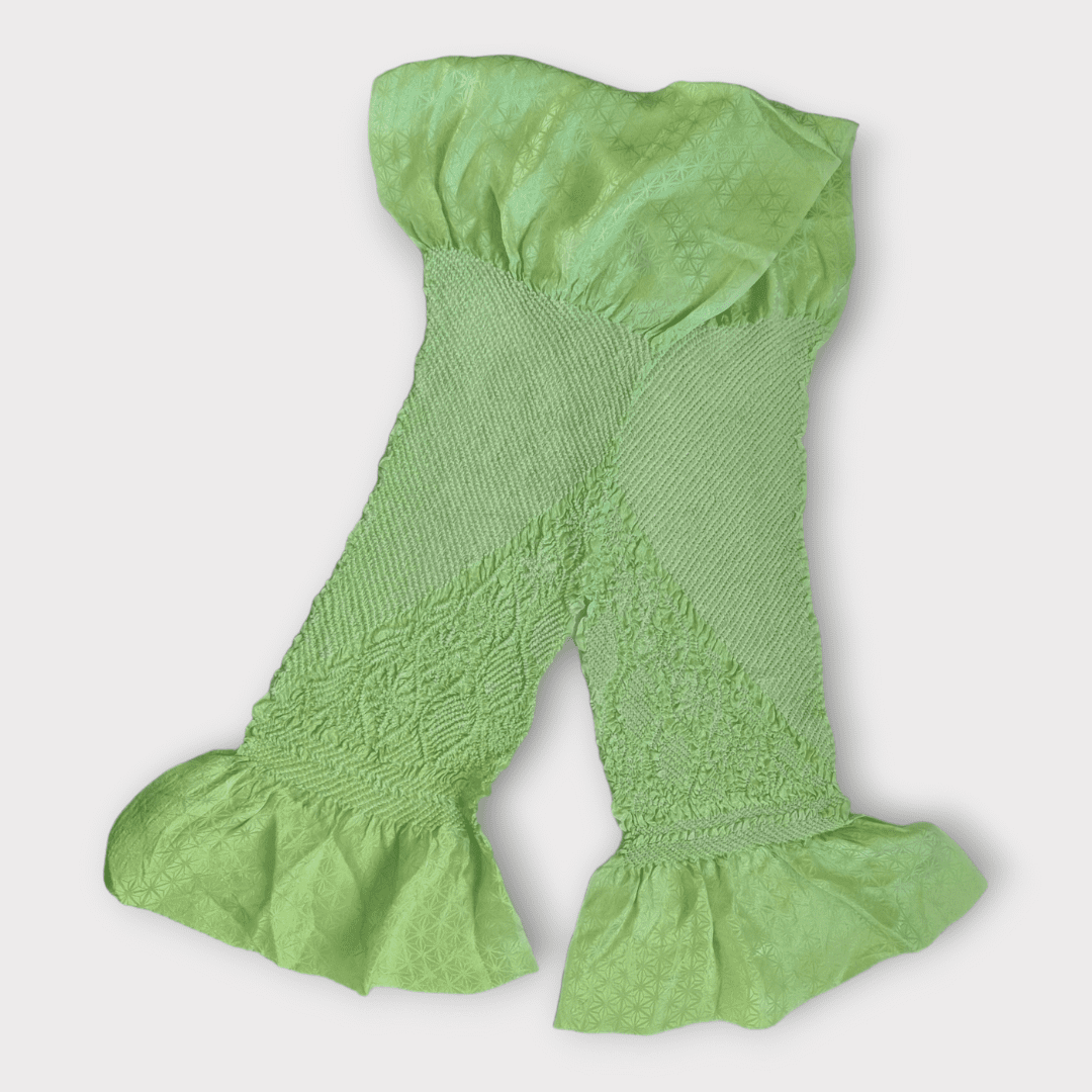 Vintage Obiage grün Shibori Seide Tatewaku