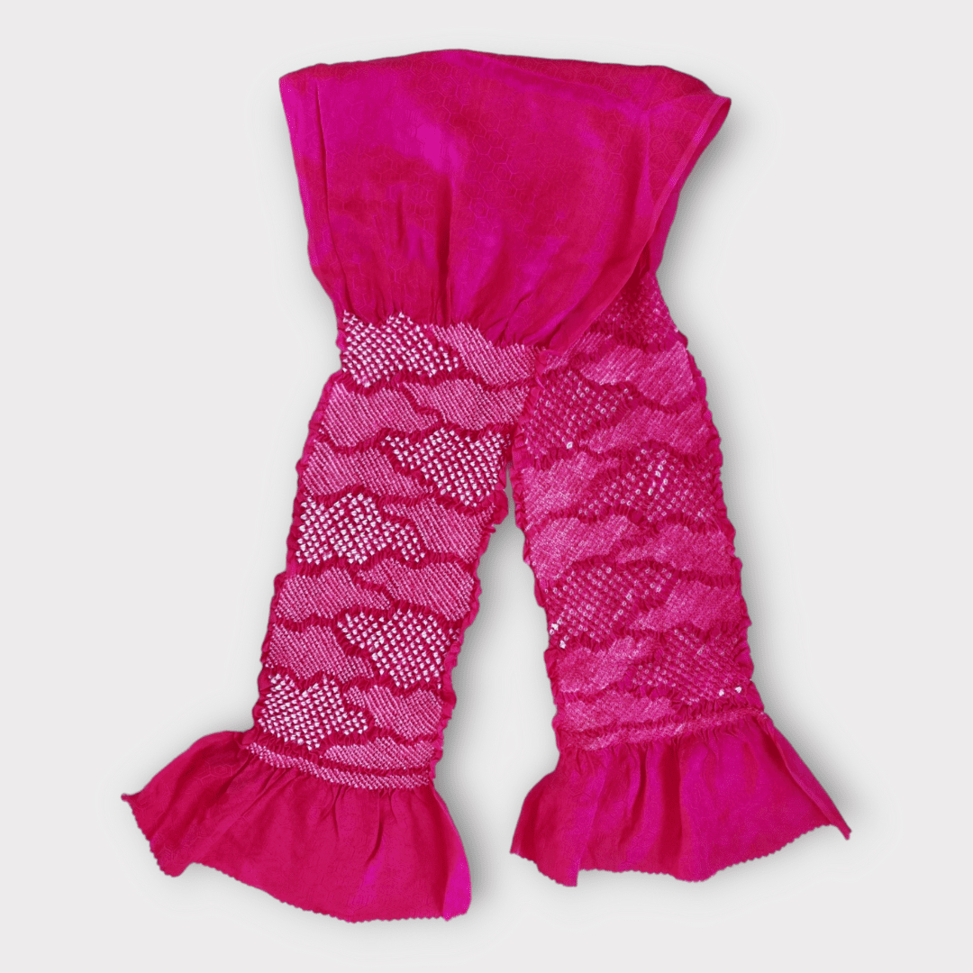 Vintage Obiage Neonpink Shibori Seide Schildkrötenpanzer