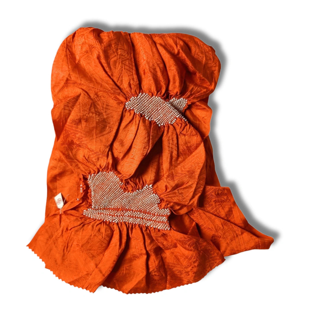 Obiage aus Seide Orange mit Shibori ungetragen