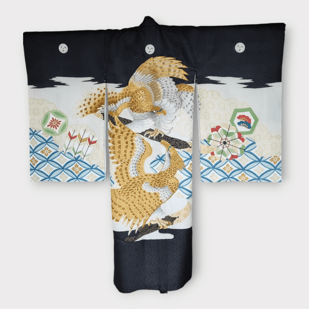 Vintage Furisode Kimono Kinder Adler Gr. 122