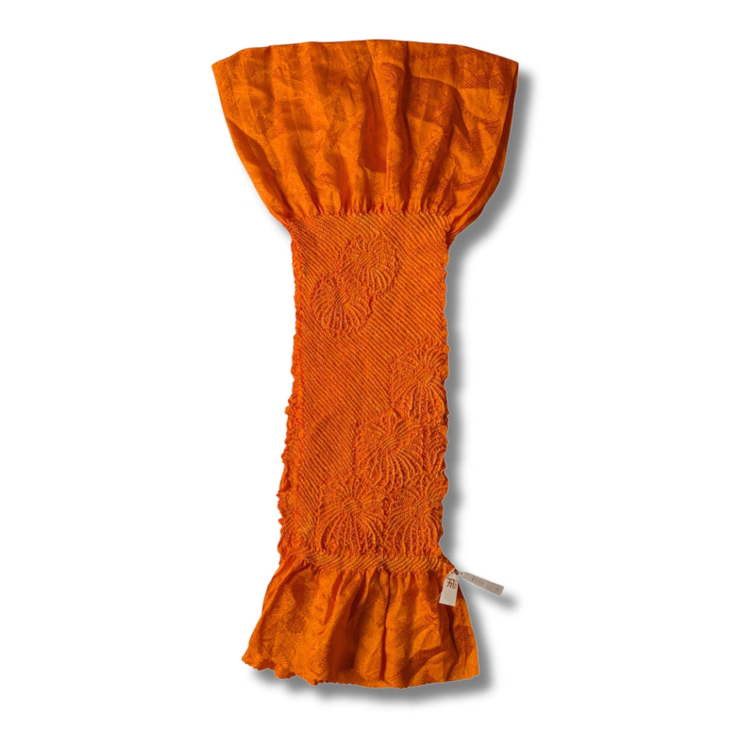 Obiage aus Seide in Orange Shibori ungetragen