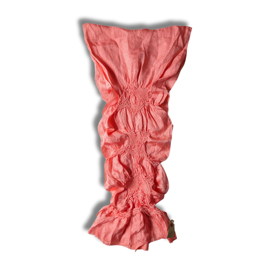 Obiage aus Seide Shibori Korallenrosa ungetragen