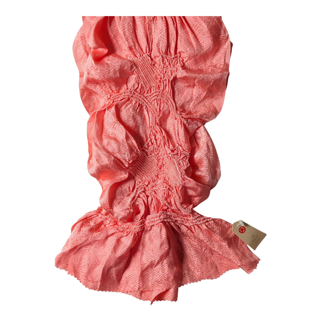 Obiage aus Seide Shibori Korallenrosa ungetragen