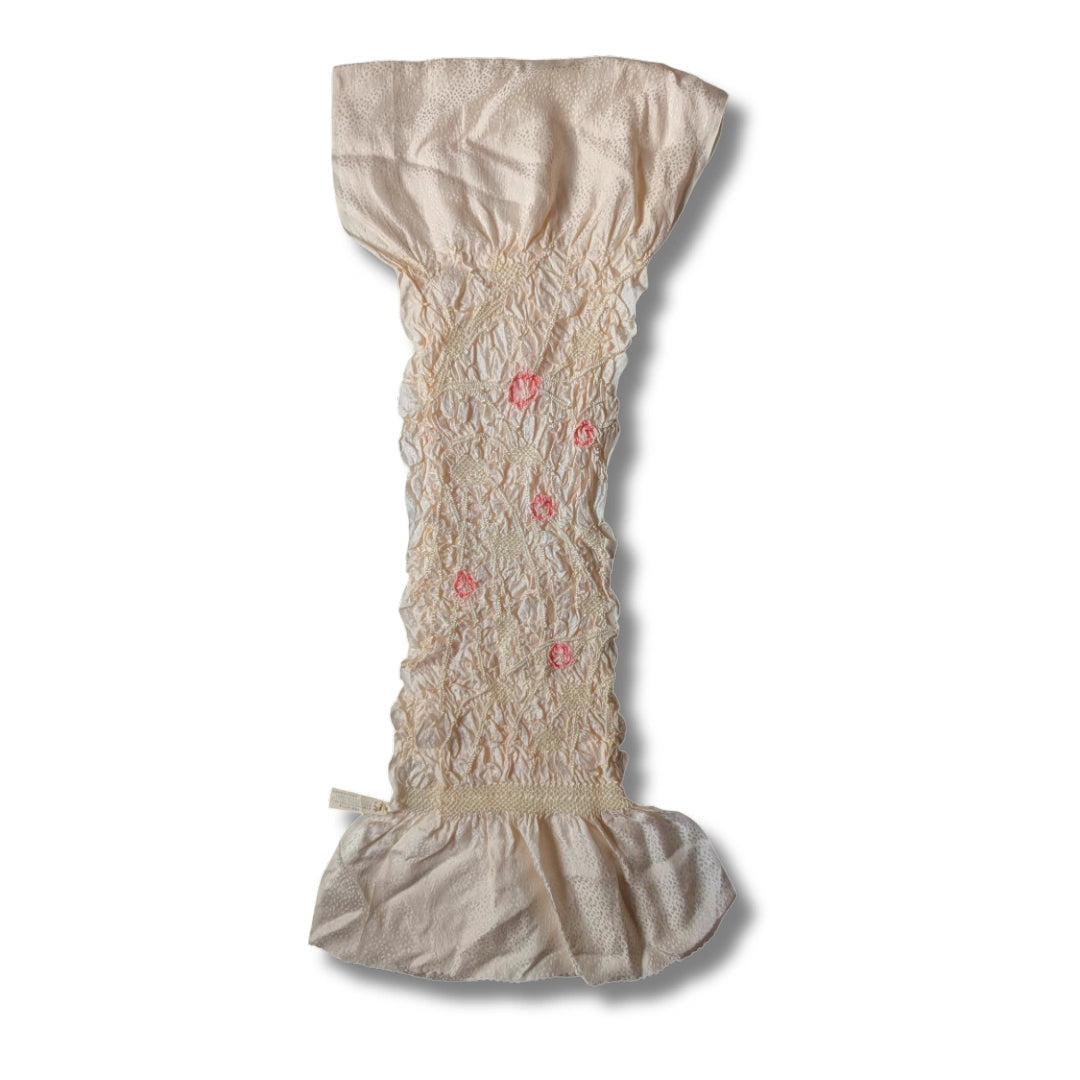 Obiage aus Seide in Cremeweiß Shibori ungetragen