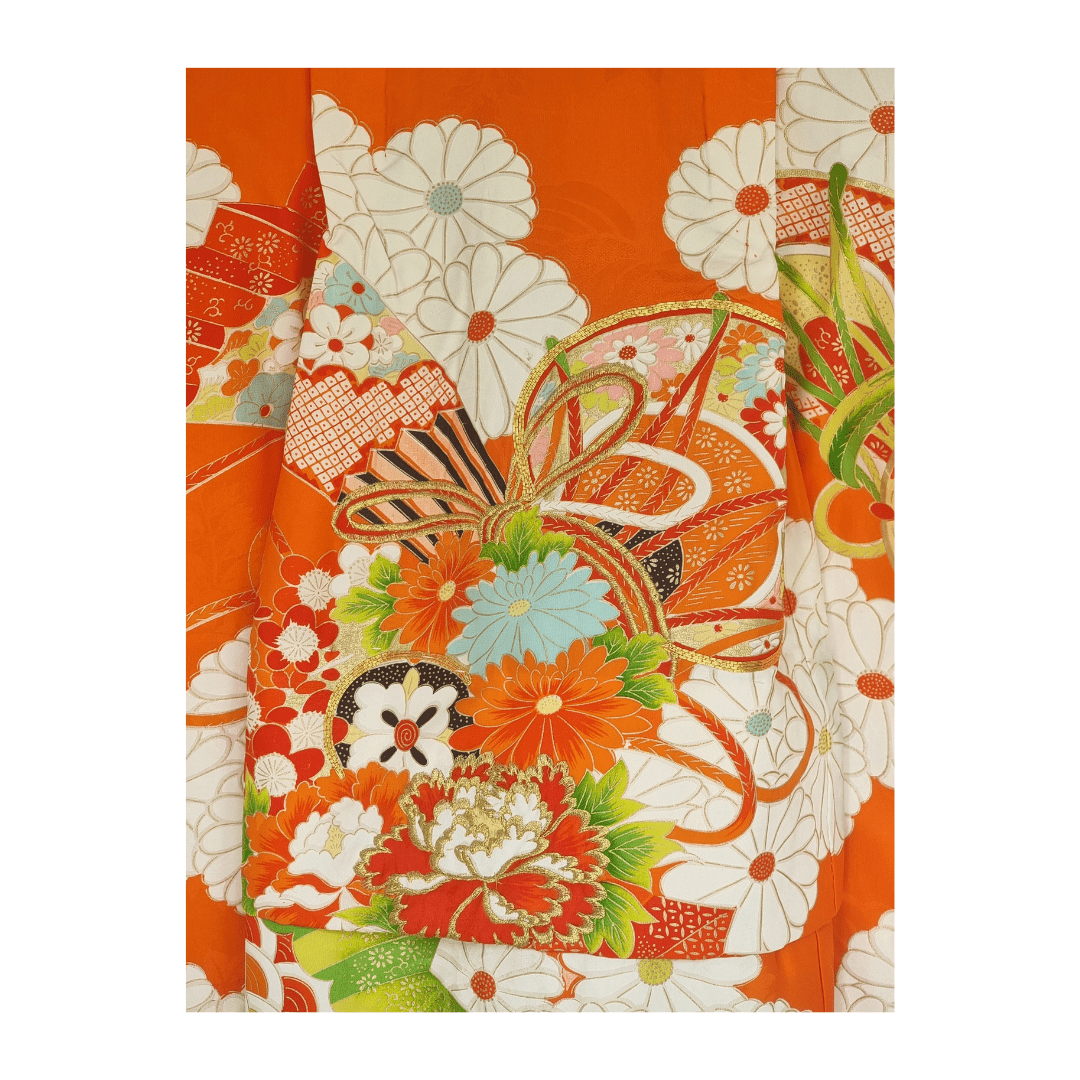 Vintage Furisode Kimono Kinder Trommel Gr. 86 / 116