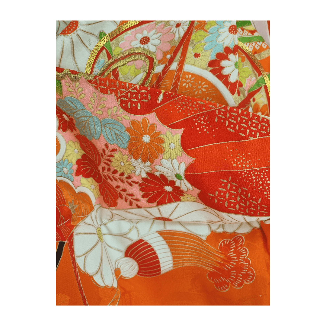 Vintage Furisode Kimono Kinder Trommel Gr. 86 / 116