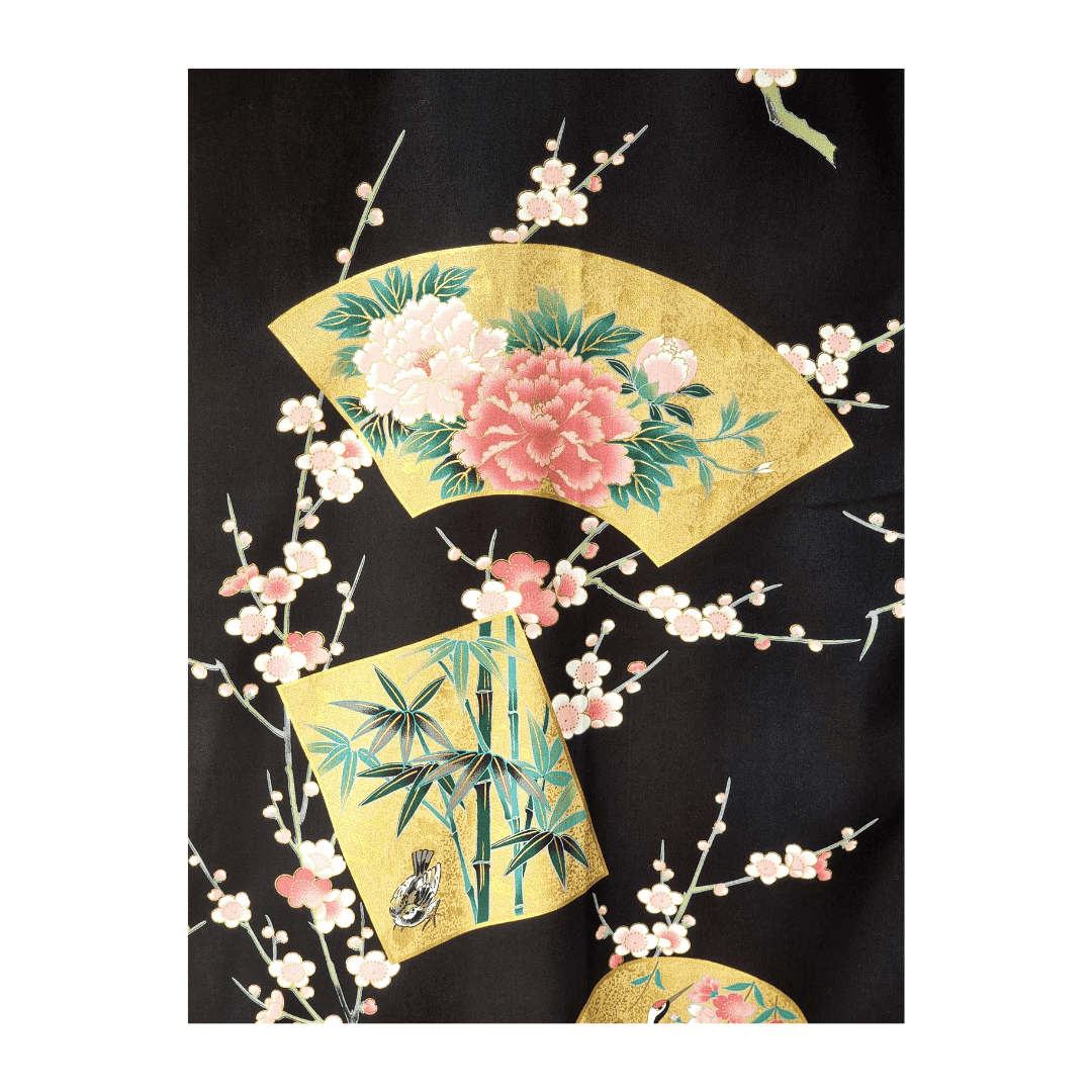 Haori / Hanten Damen Kranich Ume Schwarz #farbe_Schwarz