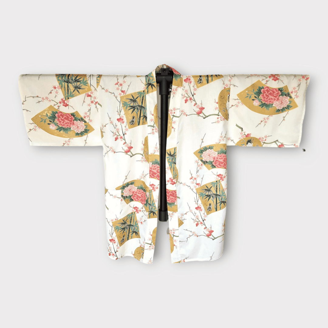 Haori / Hanten Damen Kranich Ume Weiß #farbe_Weiß