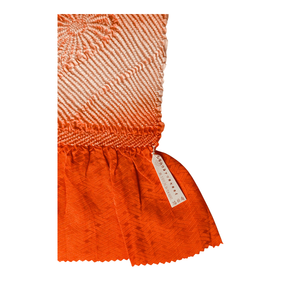 Vintage Obiage Orange Shibori Seide Higaki ungetragen