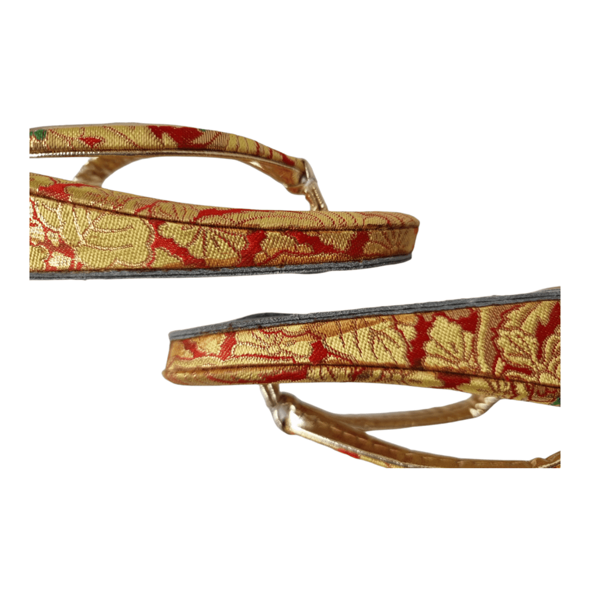 Kinder Vintage Zori rot gold mit Glöckchen 28
