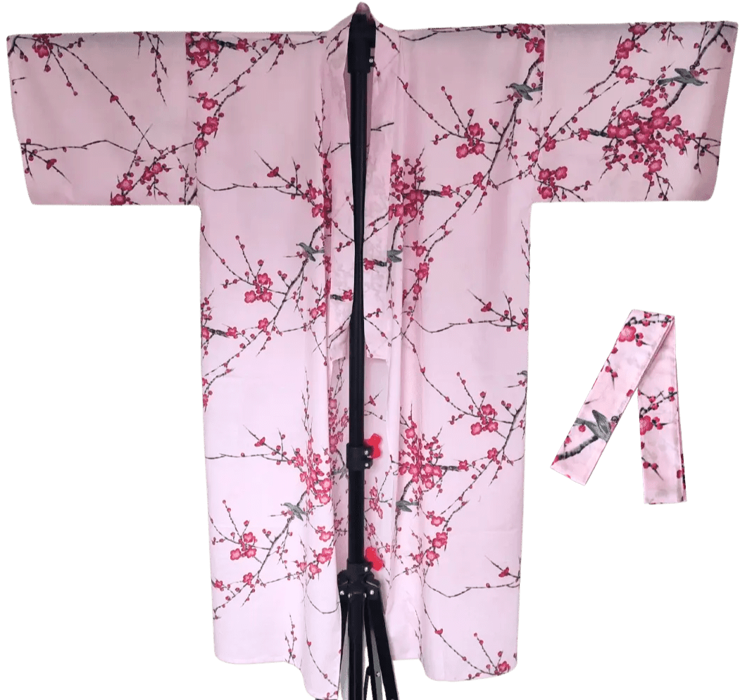 Plus Size Yukata Pflaumenblüte rosa inkl. Obi #farbe_Rosa