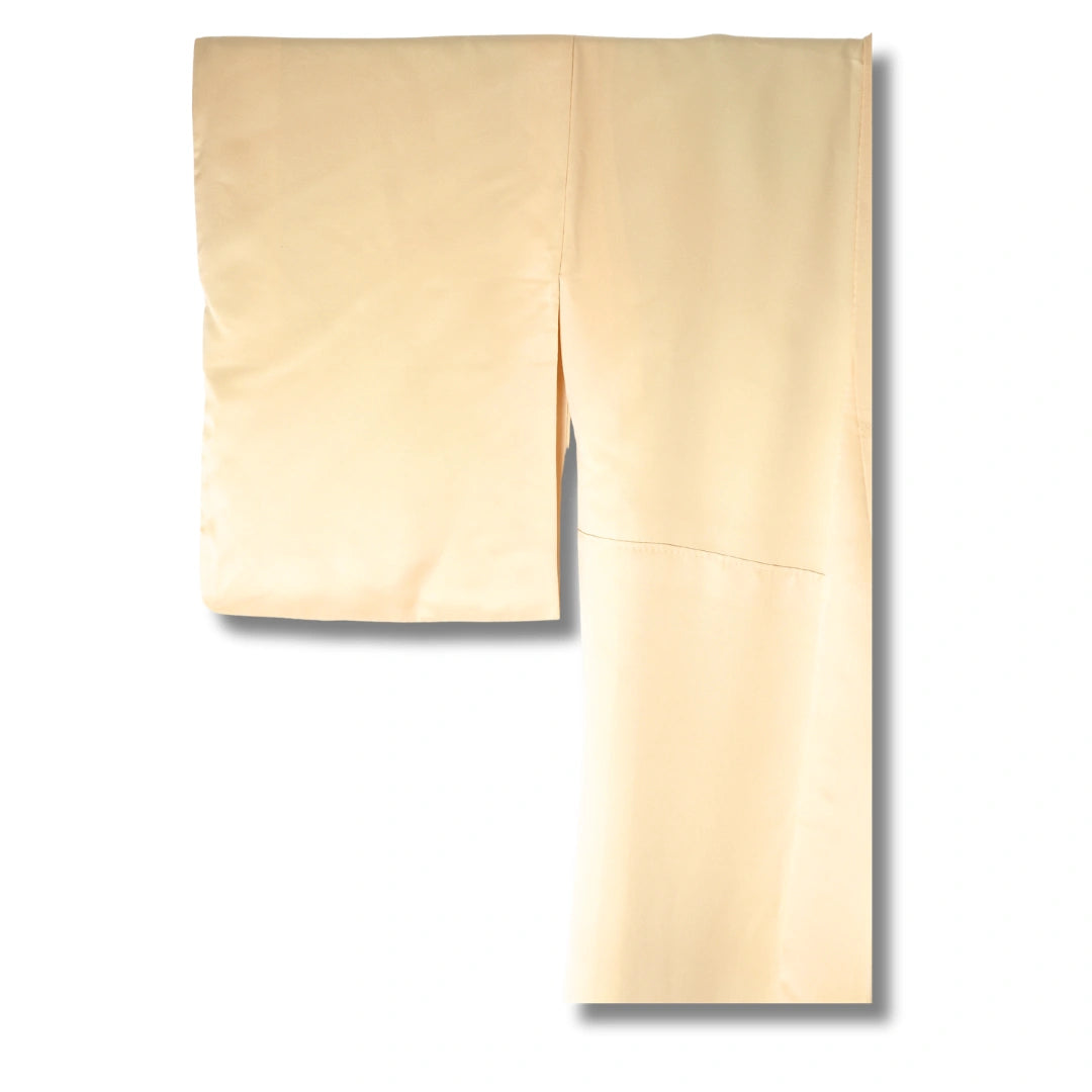 Vintage Damen Homongi Kimono goldgelb mit Landschaftsmotiv