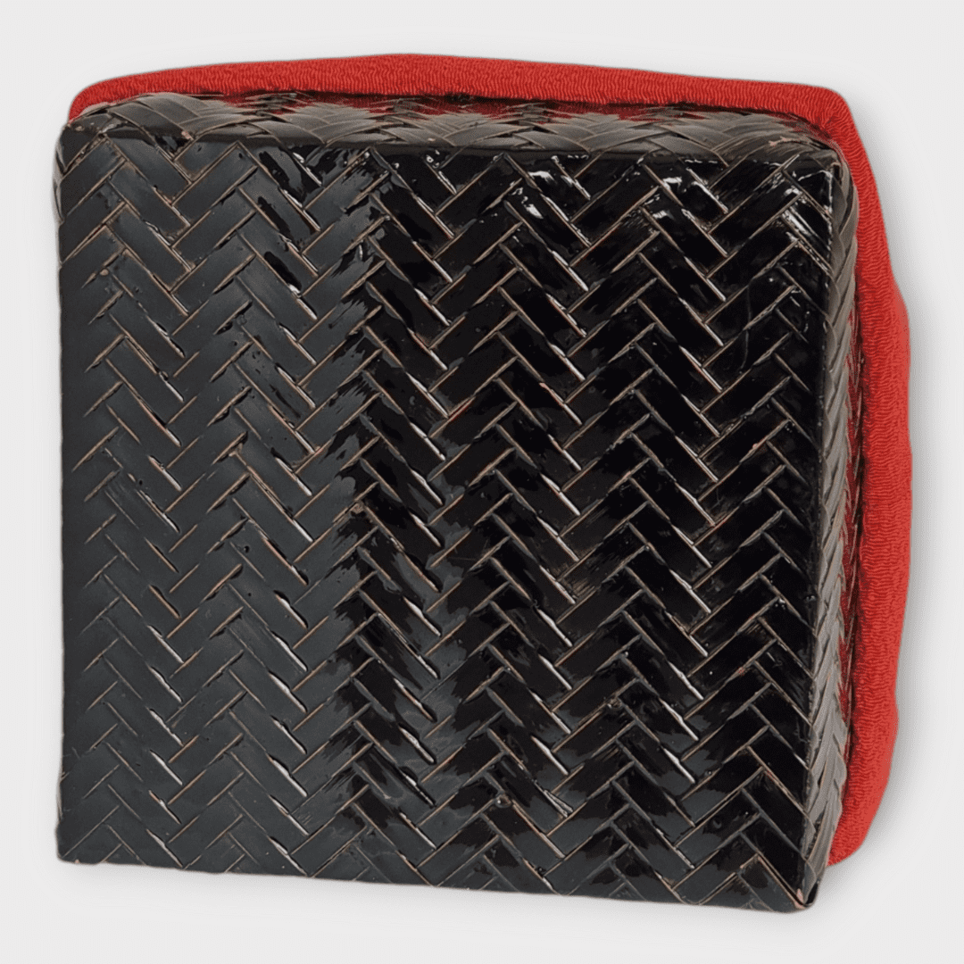 Vintage Kinchaku Takekago Bambus Korbtasche Rot