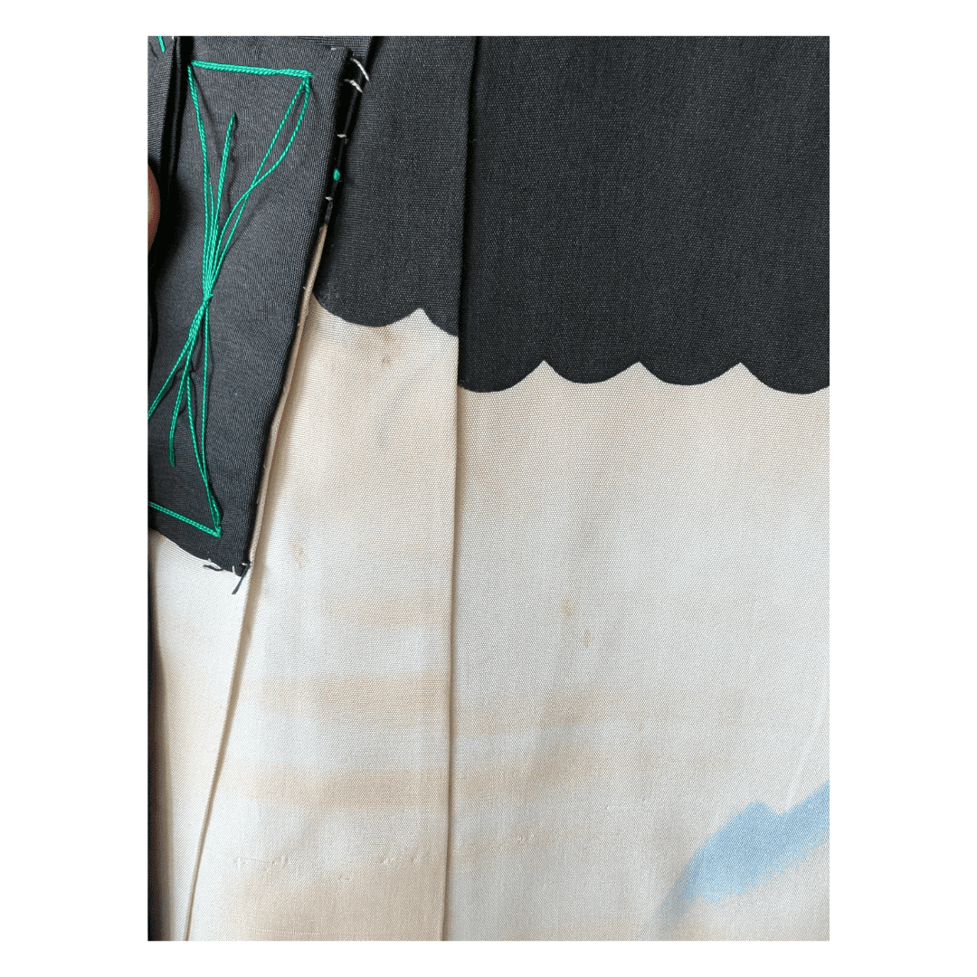 Vintage Furisode Kimono Kinder Kiefer und Falke Gr. 116 / 122