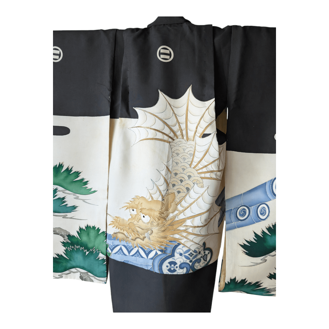 Vintage Furisode Kimono Kinder Shachihoko Gr. 92 - 116