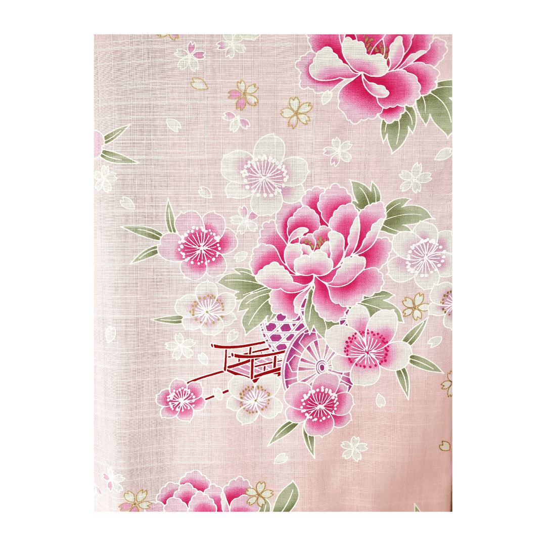 Kinder Yukata Kimono rosa Blumenwagen 110-152