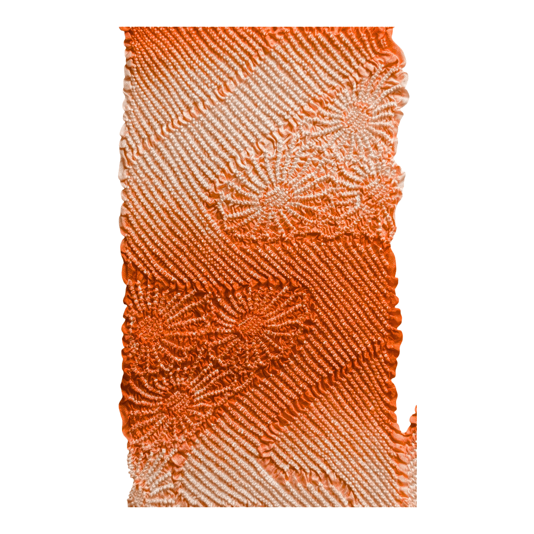 Vintage Obiage Orange Shibori Seide Higaki ungetragen