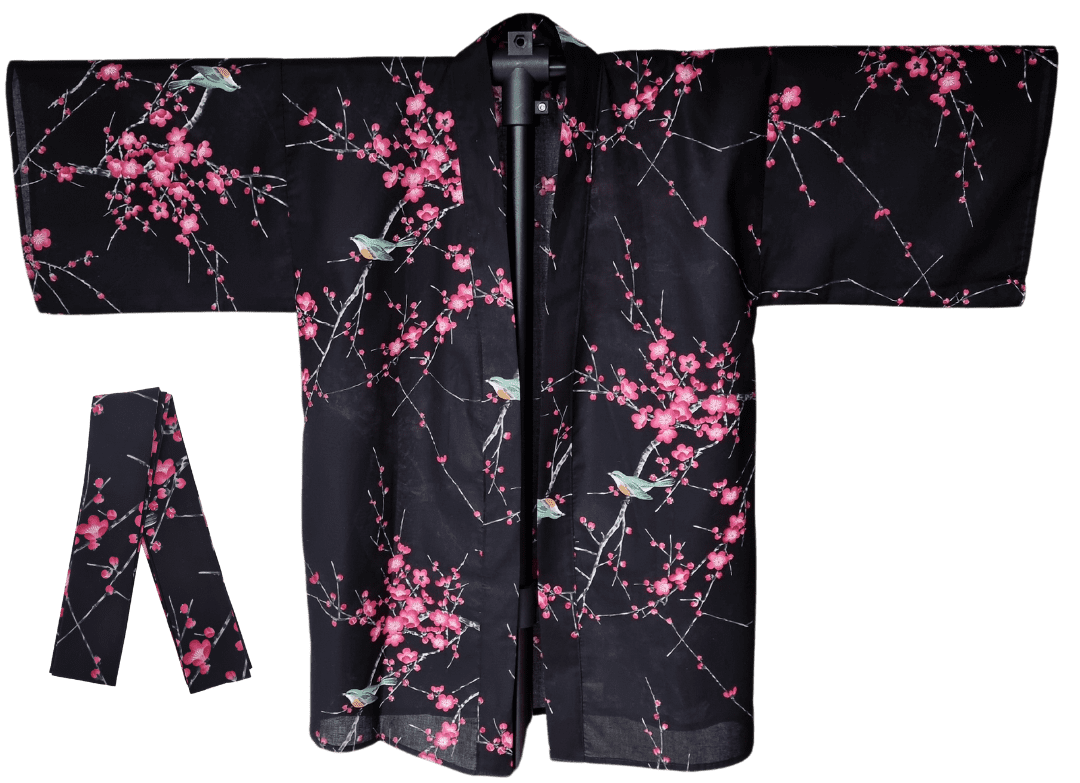 Haori / Hanten Damen Pflaumenblüte schwarz #farbe_Schwarz