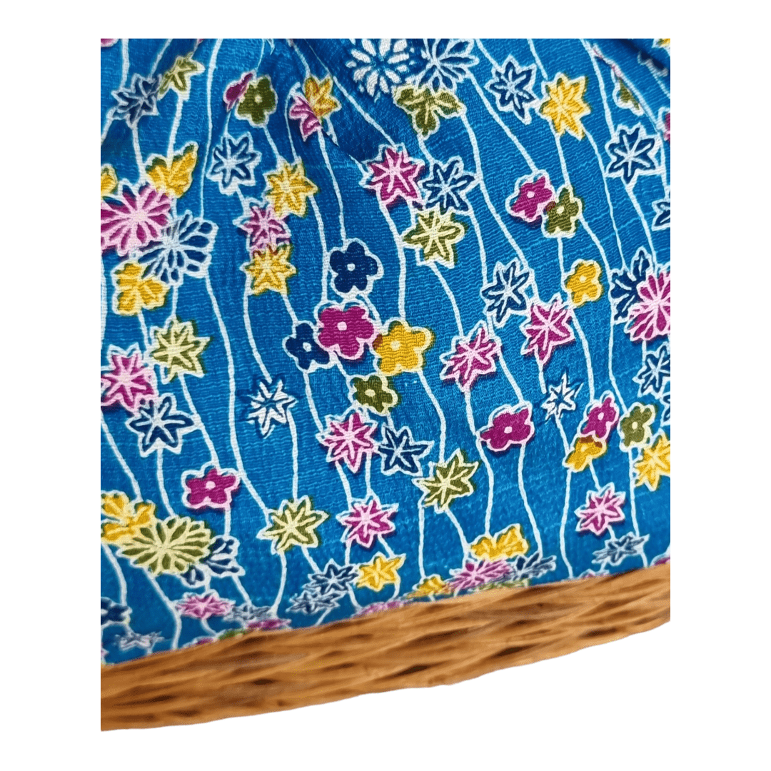 Vintage Kinchaku Takekago Bambus Korbtasche Blau