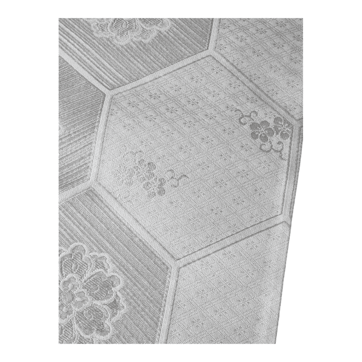 Vintage Fukuro Obi Silber Kikko mit Blumen