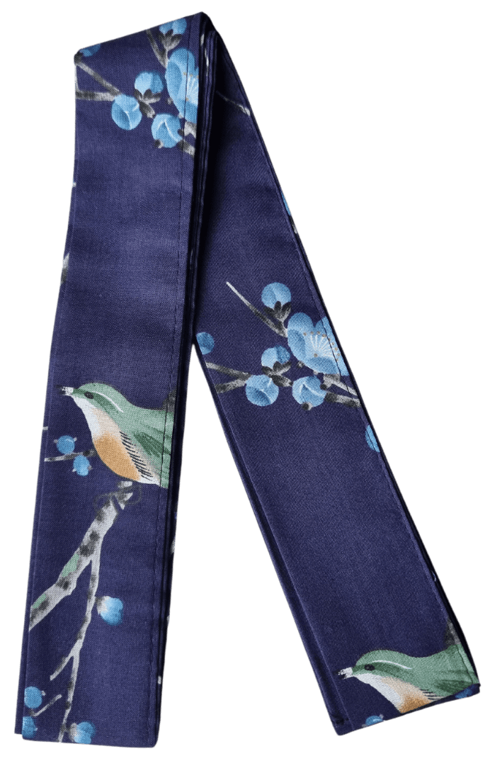 Plus Size Yukata Pflaumenblüte blau inkl. Obi #farbe_Blau