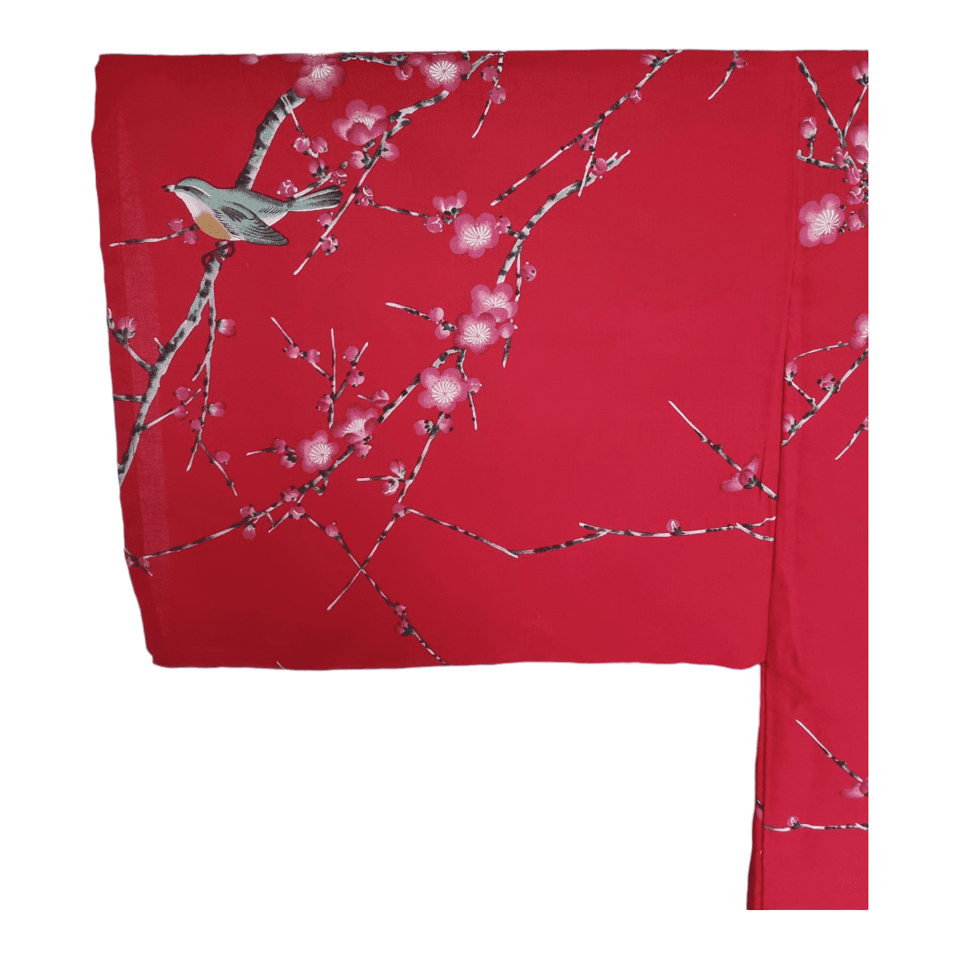 Plus Size Yukata Pflaumenblüte Rot inkl. Obi #farbe_Rot