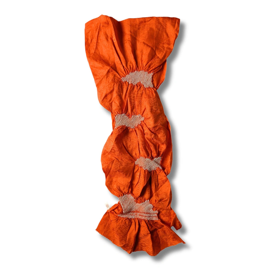 Obiage aus Seide Orange mit Shibori ungetragen
